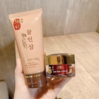 Combo Cao Mụn Sâm Đỏ 36 Vị Full 15g + sữa Rửa Mặt Mật Nhân Sâm - Meea Orgnic