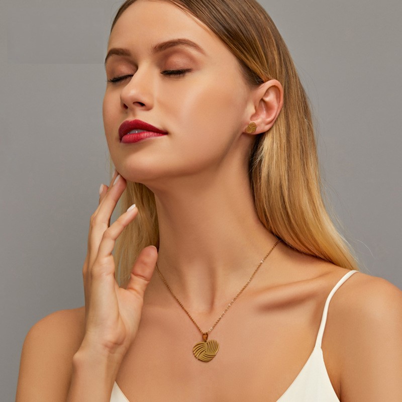 New simple stainless steel necklace earring set