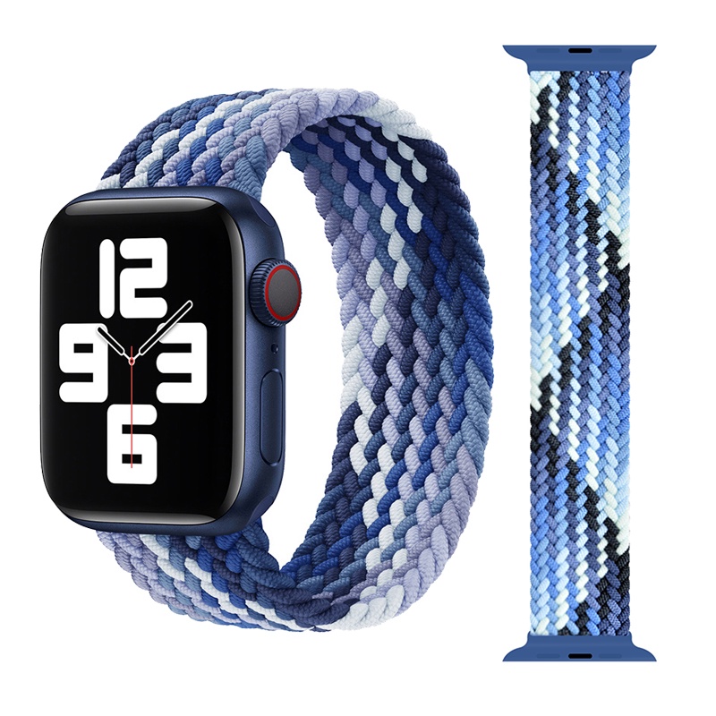 Dây đeo nylon bện co giãn cho Apple Watch Series 7 SE 6 5 4 3 2 1 IWatch 45/41/44/40/42/38mm