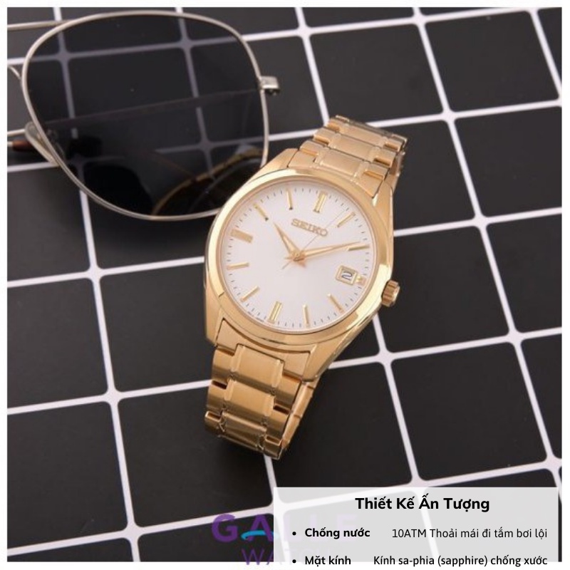 Đồng hồ Seiko Regular SUR31 nam kim dạ quang mặt kính sapphire chống nước 10 ATM dây thép cao cấp chính hãng