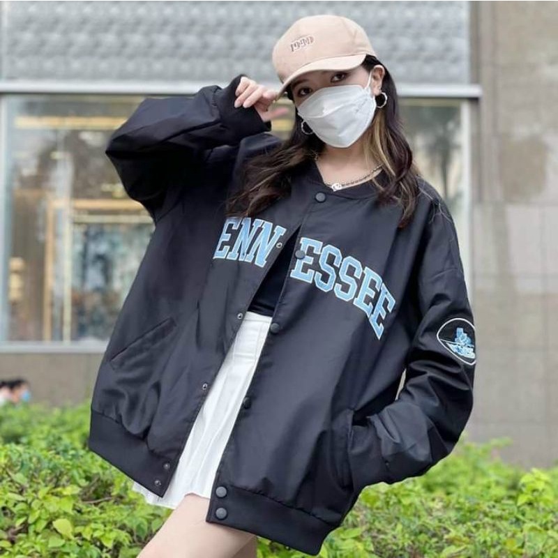 Áo khoác bomber jacket Tennessee dù 2 lớp form rộng nam nữ