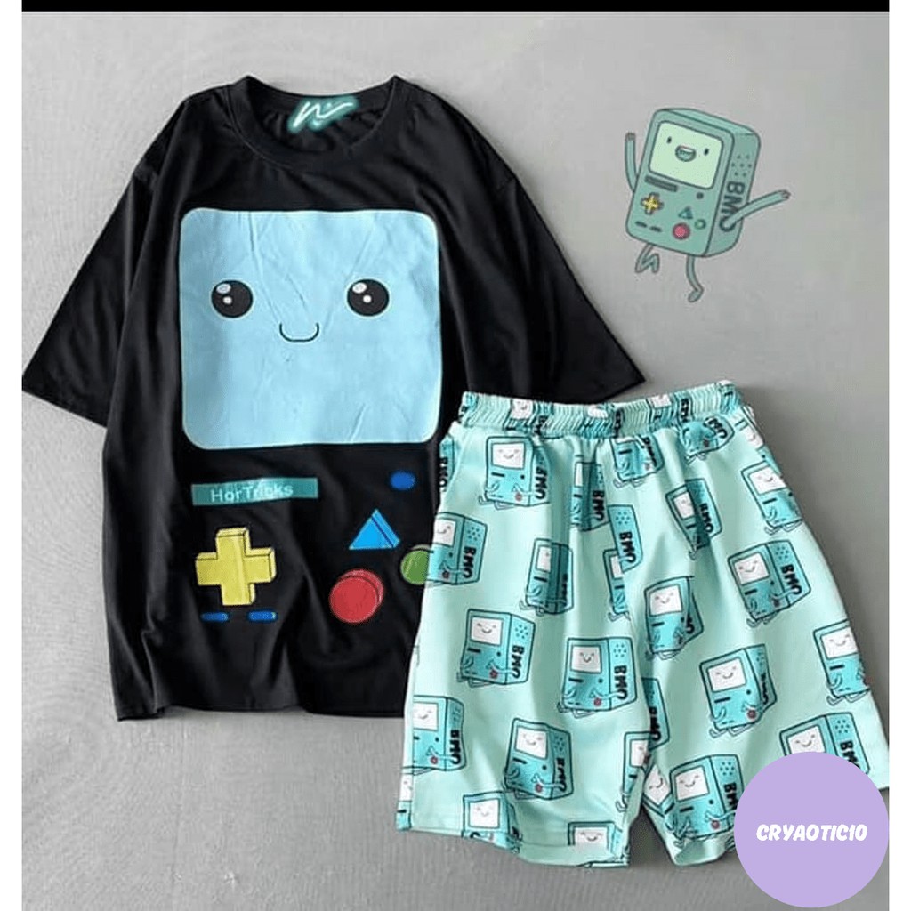 Set áo BMO đen + quần short cartoon BMO unisex