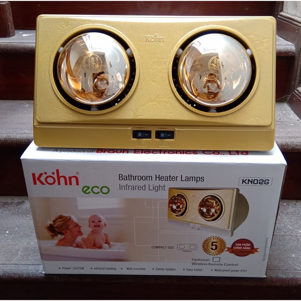 Bảo hành 5 năm - Đèn sưởi nhà tắm 2 bóng Kohn ECO KN02G