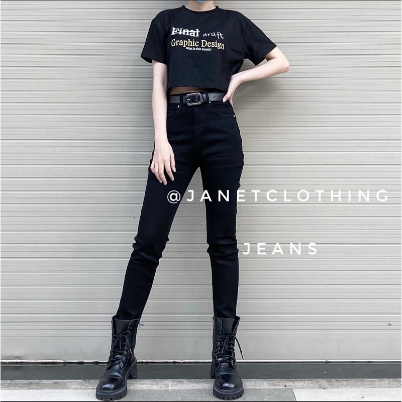 Quần skinny jeans co giãn đen tuyền