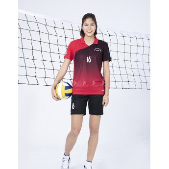 [CHÍNH HÃNG] BỘ QUẦN ÁO BÓNG CHUYỀN NỮ ĐỎ PHỐI ĐEN-DONEXPRO