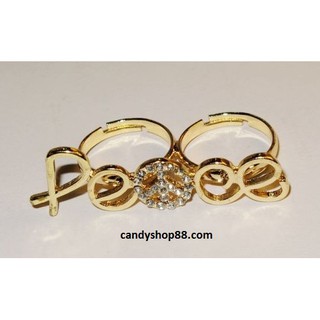 Nhẫn Freesize, Nhẫn kiểu thời trang, Nhẫn đeo liền 2 ngón chữ Peace, Nhẫn giá sỉ HCM