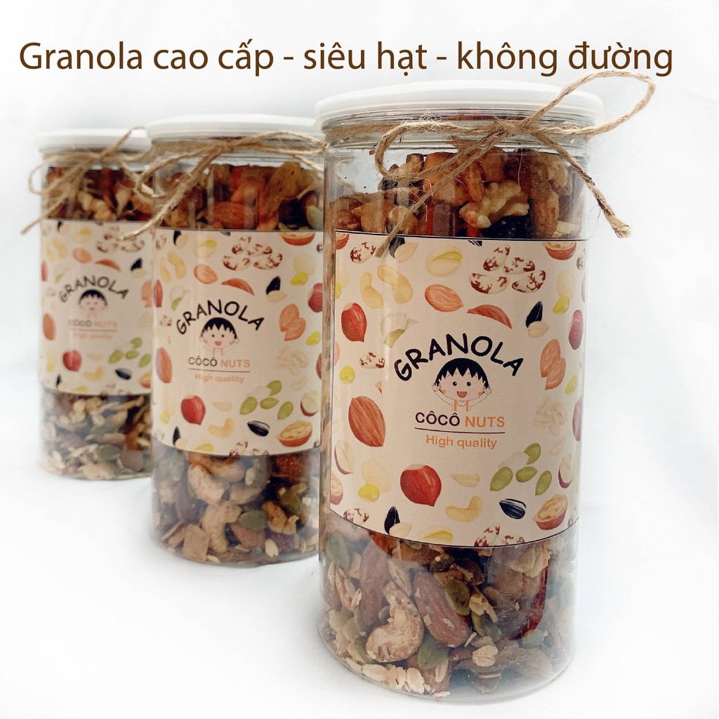 Granola siêu Hạt &amp; Quả 500g Coconuts, Granola ăn kiêng, Ngũ cốc giảm cân thêm Macca, Óc chó đỏ