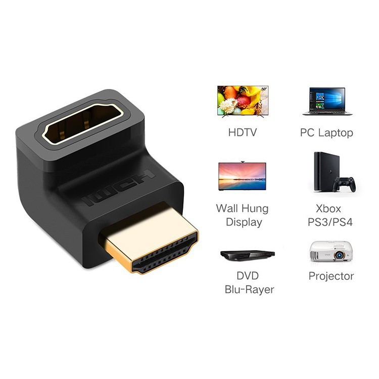 [Mã ELHACE giảm 4% đơn 300K] Đầu nối HDMI góc 90 độ Cao Cấp UGREEN 20110 Chính Hãng