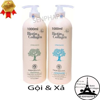 Cặp gội xả Biotin & Collagen Trắng ❤️Free Ship❤️dầu gội biotin 1000ml thơm phục hồi tóc hiệu quả