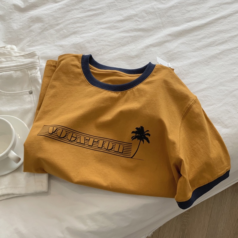 NRVP Áo thun nữ tay ngắn in hình phong cách Hàn Quốc thời trang mùa hè 2022