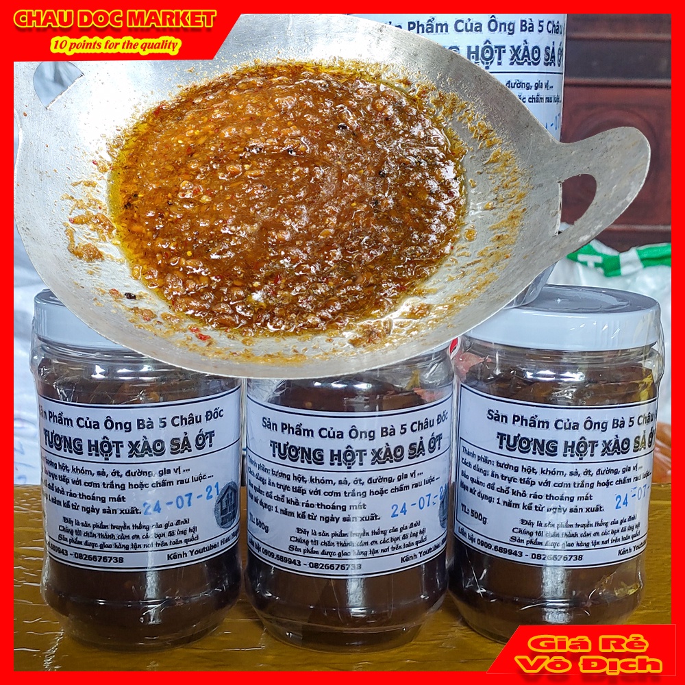 Tương Hột Xào Sả Ớt Truyền Thống Hủ 500gr Ăn Liền Món Ăn Chay Ngon Chính Hiệu Ông Bà 5 Châu Đốc.