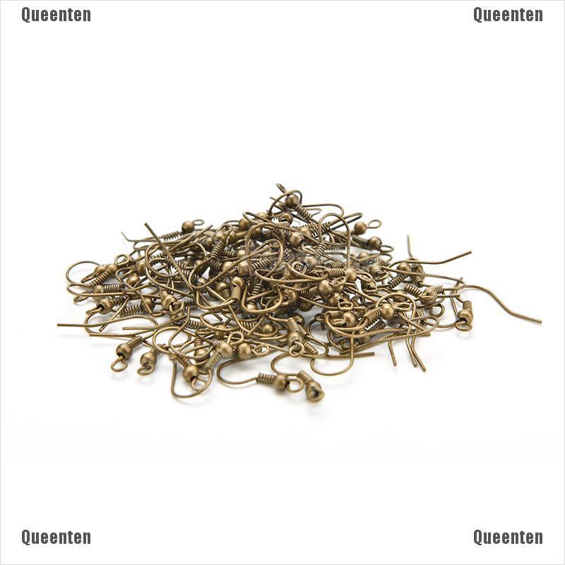★Queen★100 Pcs Plated Silver Earring Hook Coil Ear Wire for Jewelry Making 4 Colors