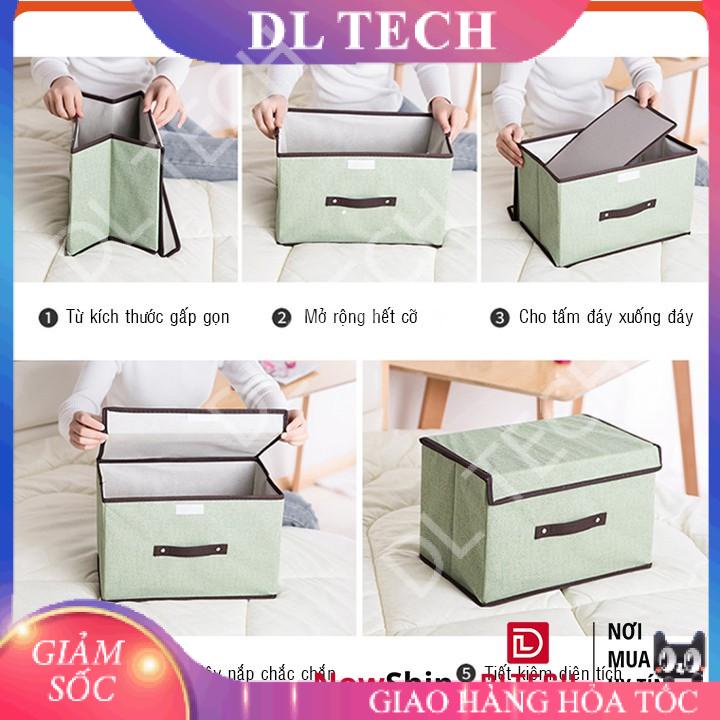 Hộp túi vải đựng đồ thùng đựng quần áo đồ lót đồ chơi bằng vải cứng, có nắp đậy không cần tủ tiện dụng HV01 DL TECH