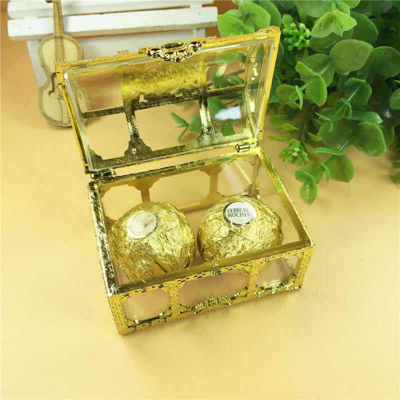 Size L Hộp hình rương kho báu bằng nhựa trong suốt dùng để đựng dùng cho Tết ,tiệc cưới.