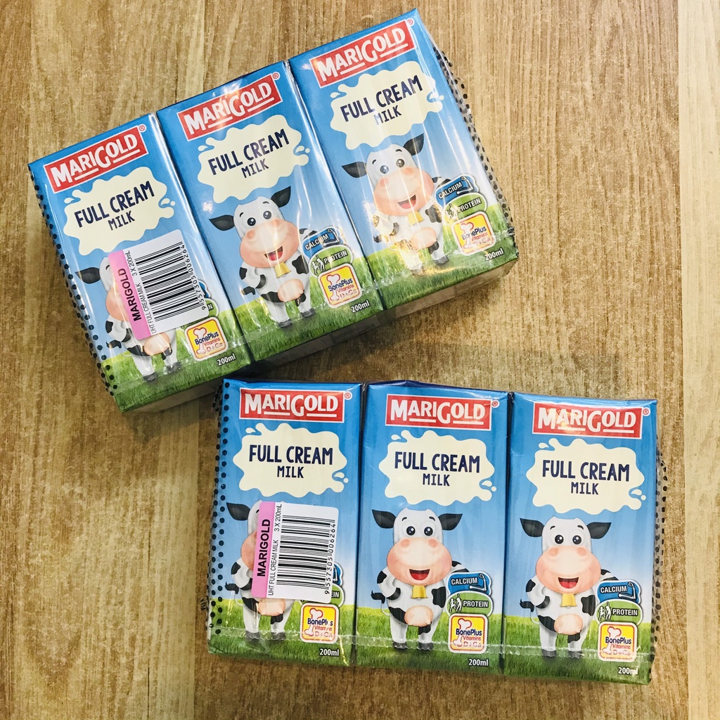 Sữa MARIGOLD vị nguyên kem Fullcream/ dâu/ sôcla - lốc 3 hộp 200ml