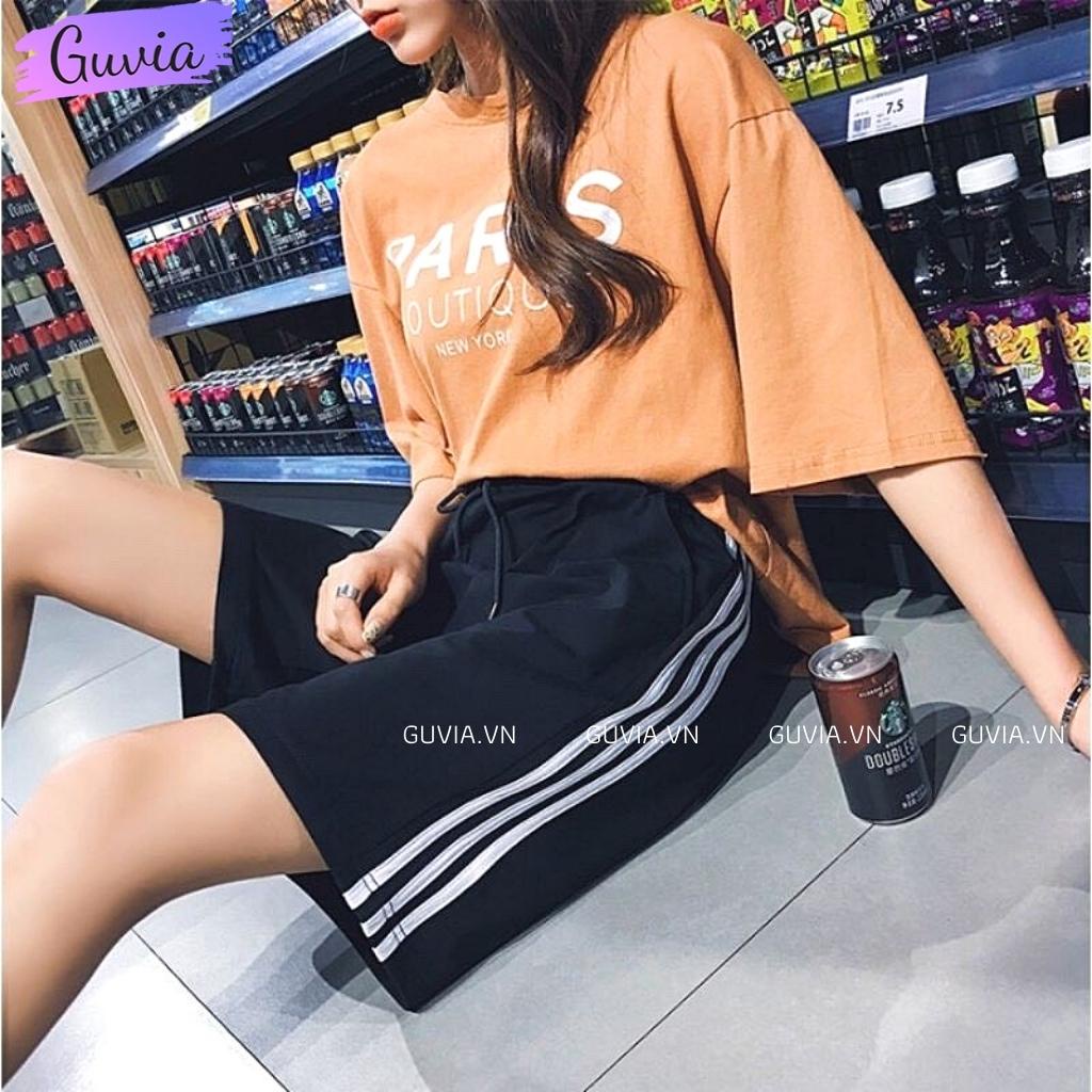 Quần Short 3 SỌC Nam Nữ Chất Nỉ Basic Thời Trang Ullzzang Form Rộng Unisex GUVIA