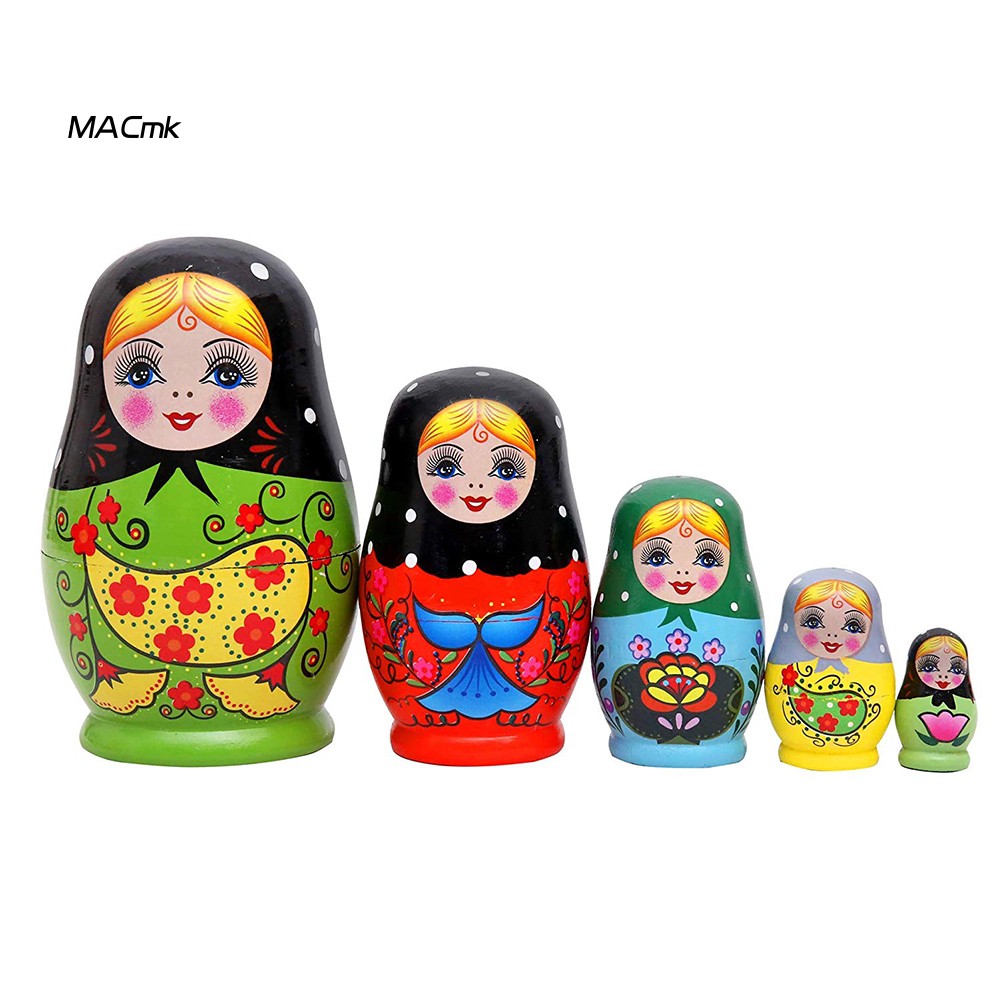 Bộ 5 Búp Bê Nga Matryoshka Bằng Gỗ