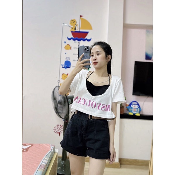 Set áo croptop trắng