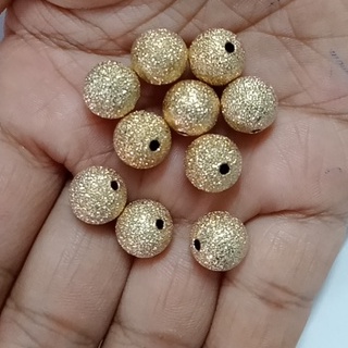 gói 2 Charm bi đồng nhám size 10mm màu vàng &amp; bạc