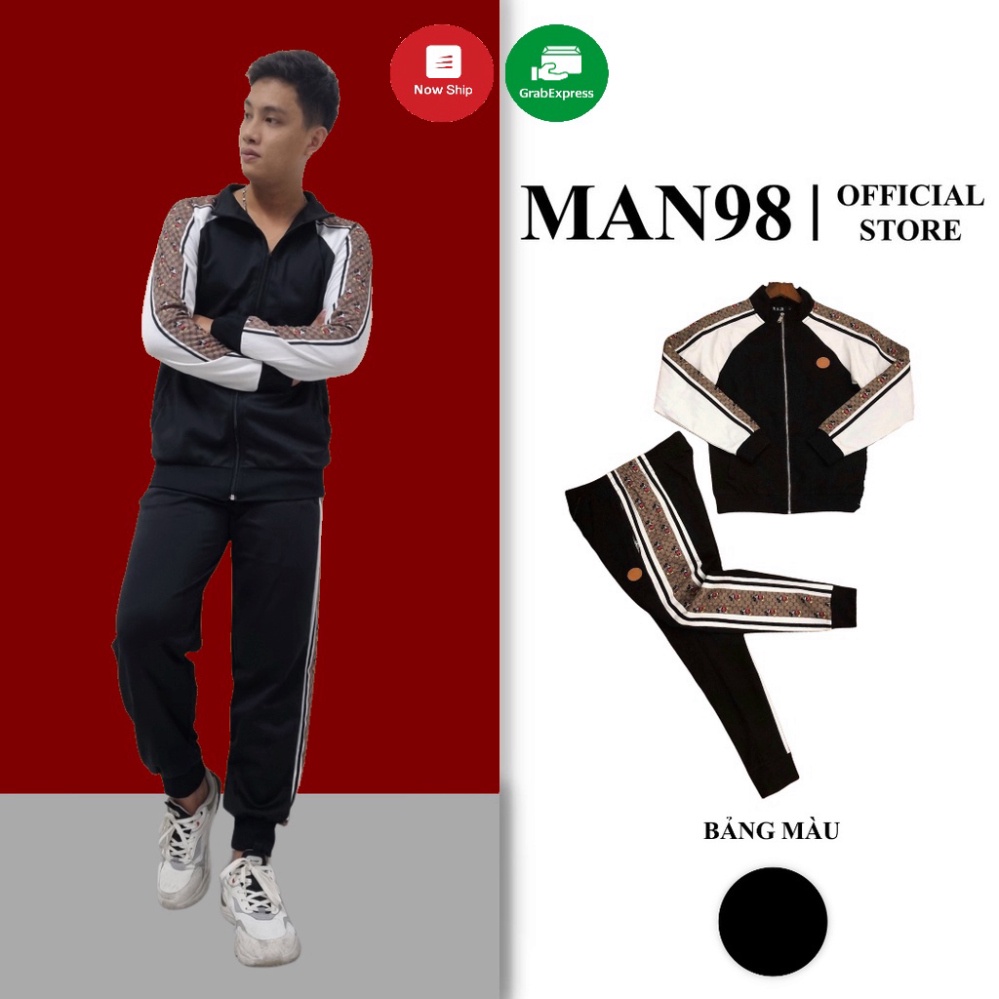 Đồ bộ nam, bộ nỉ nam dài tay, bộ thể thao nam thu đông kéo khóa viền tay Mickey cao cấp MS9