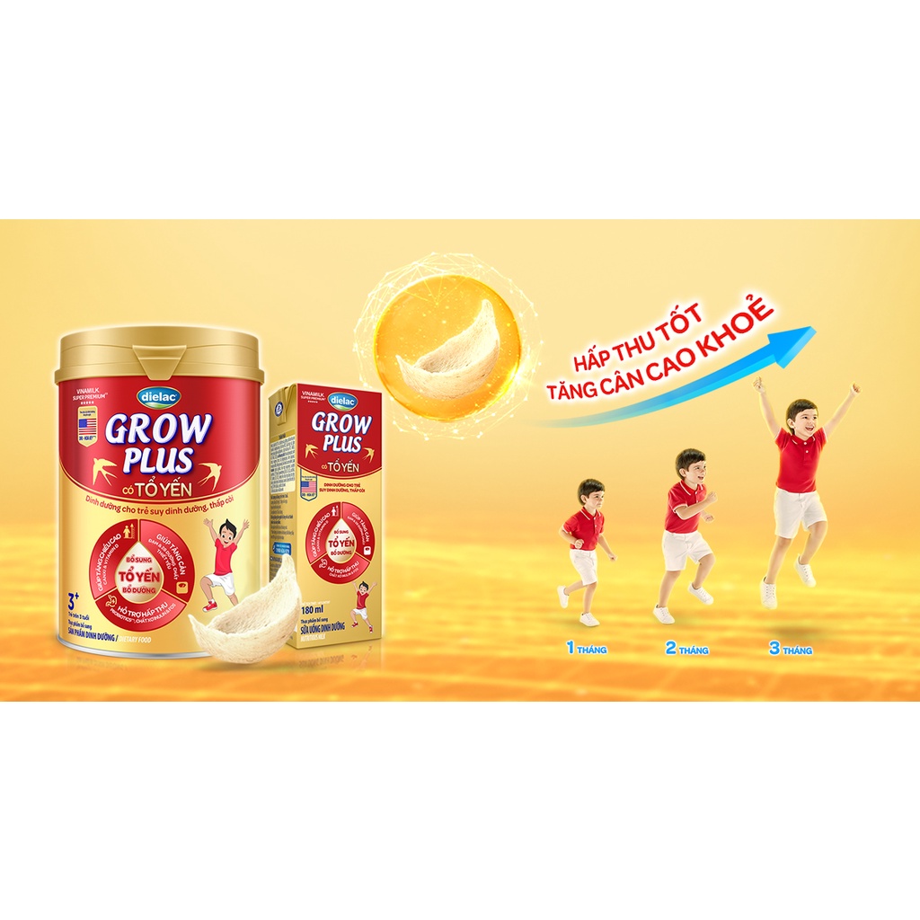 Sữa bột Vinamilk Grow Plus 1+ 2+, tổ yến 900g từ 3 tuổi