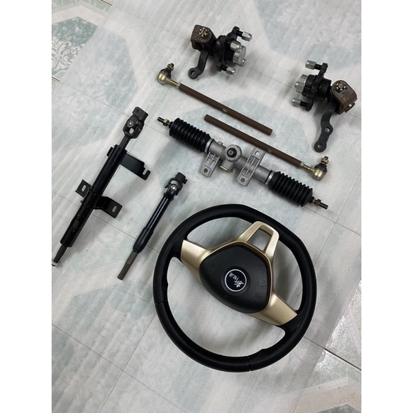 Bộ lái vô lăng xe 4 bánh,mai ơ tim ốc đo vuông 7cm,chéo 10cm,dùng chế xe 4 bánh lái vô lăng