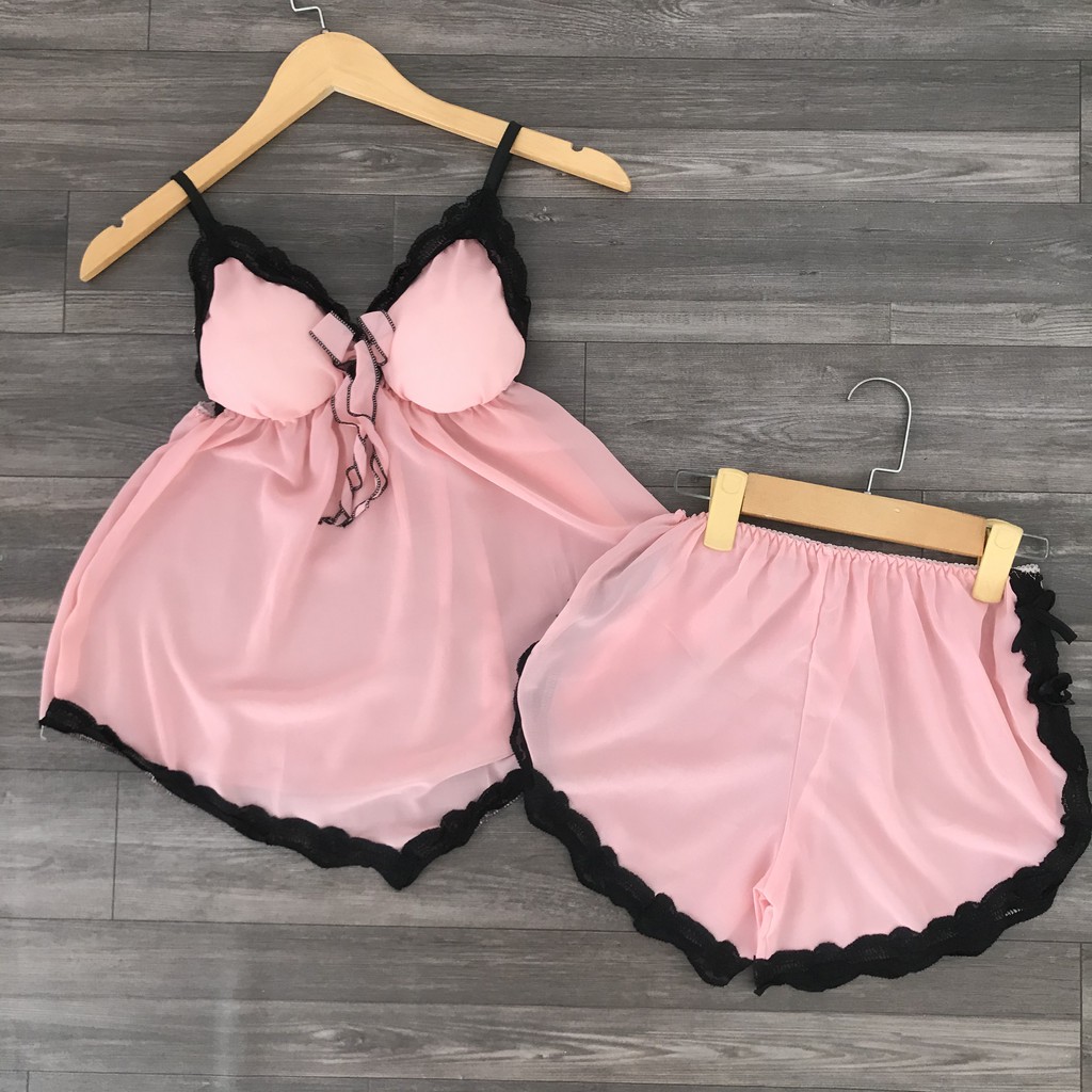 [Video và Ảnh thật] Đồ ngủ sexy, đồ bộ sexy mặc nhà có mút ngực đỏ đen hồng xanh nu / nude | BigBuy360 - bigbuy360.vn