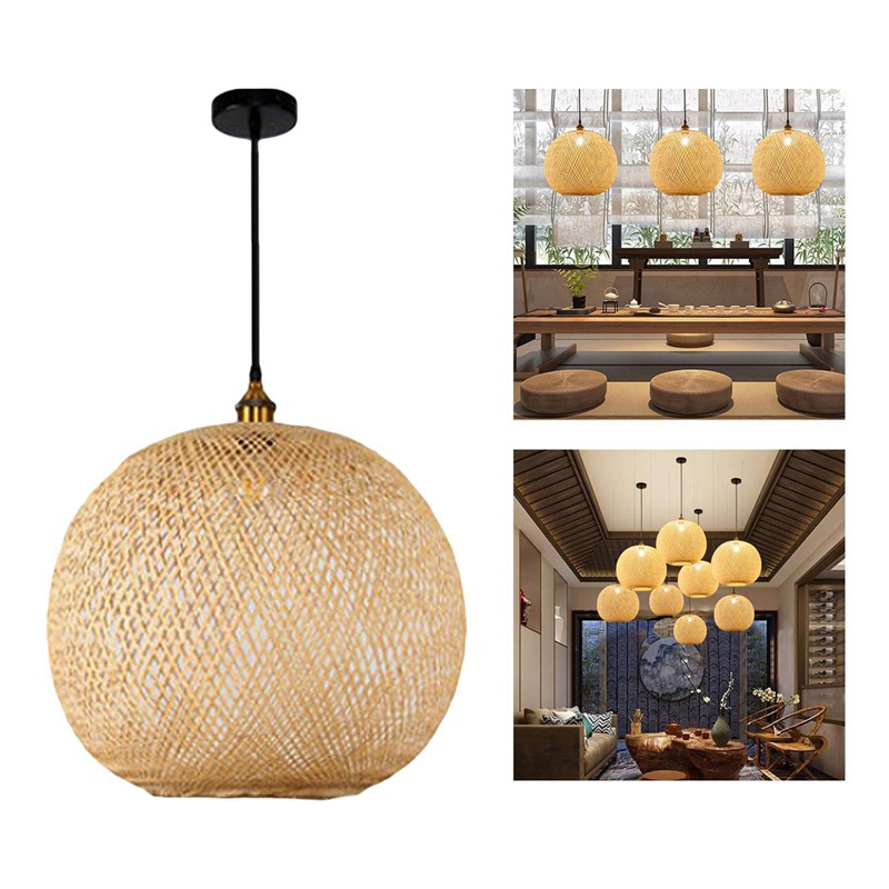 Đèn Treo Trần Nhà Bằng Tre Đan Phong Cách Retro Độc Đáo Trang Trí Nhà Cửa