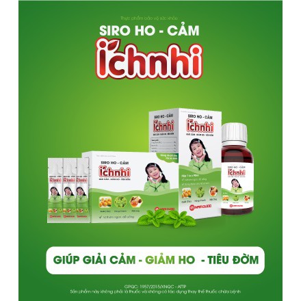 Siro Ho Cảm Ích Nhi 3+ Không Đường | Giúp giải cảm, giảm ho, hắt hơi nghẹt mũi, tiêu đờm, sổ mũi, tăng sức đề kháng