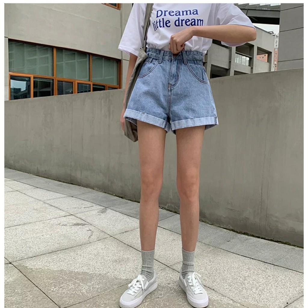 [SẴN] QUẦN SHORT JEAN LƯNG CAO ỐNG RỘNG