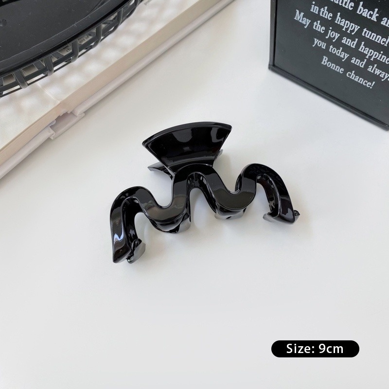 Kẹp Tóc Bằng Nhựa Acrylic Màu Đen Phong Cách Hàn Quốc Thời Trang Cho Nữ