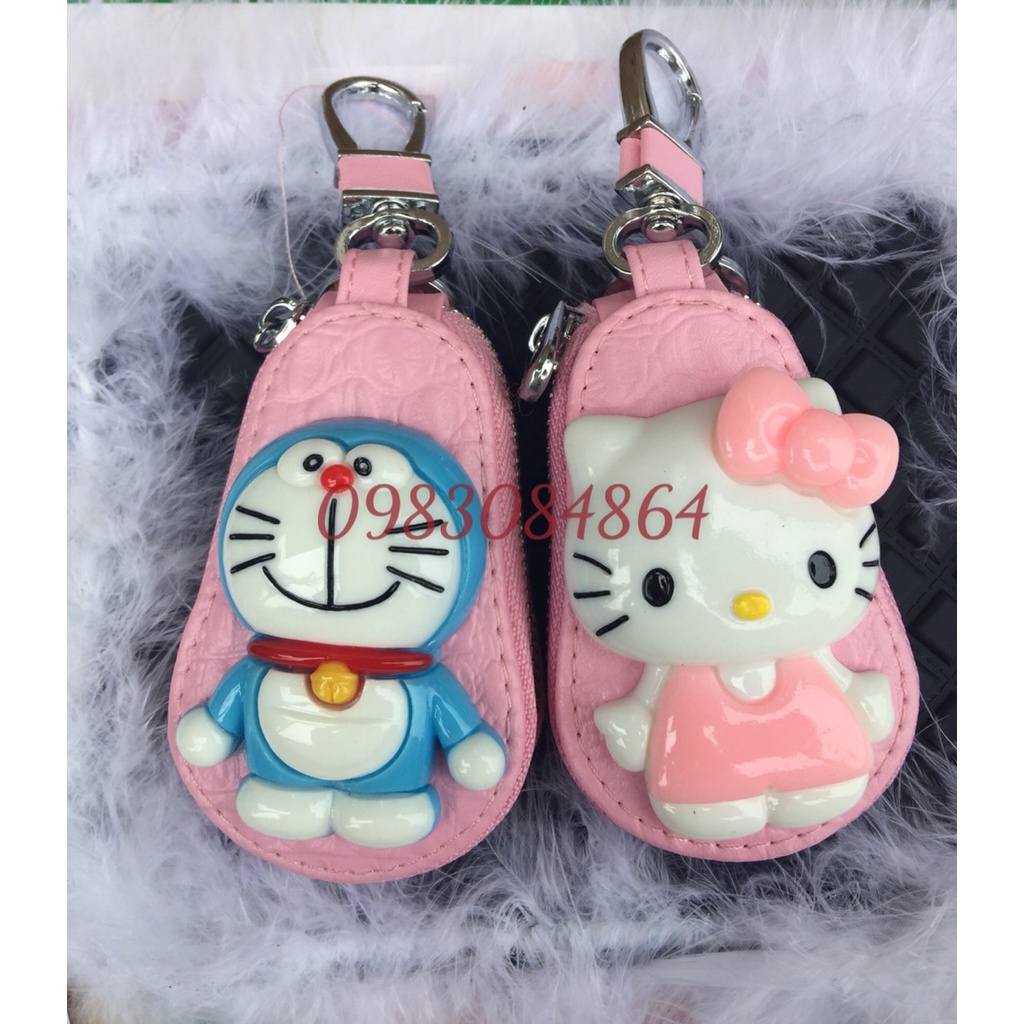 Túi đựng Chìa Khóa Xe ô tô,xe máy đoremon,kitty bằng da nhiều màu - bao khoá học sinh hàng đẹp giá rẻ