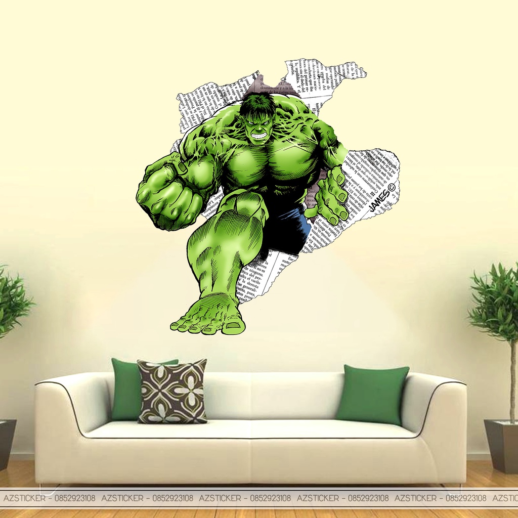 Tranh Dán Tường Trang Trí Quán Ăn , Nhà Hàng | Tranh Dán Hình HULK Giấy Báo
