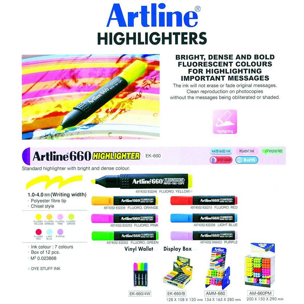 Bút highlight Artline EK-660