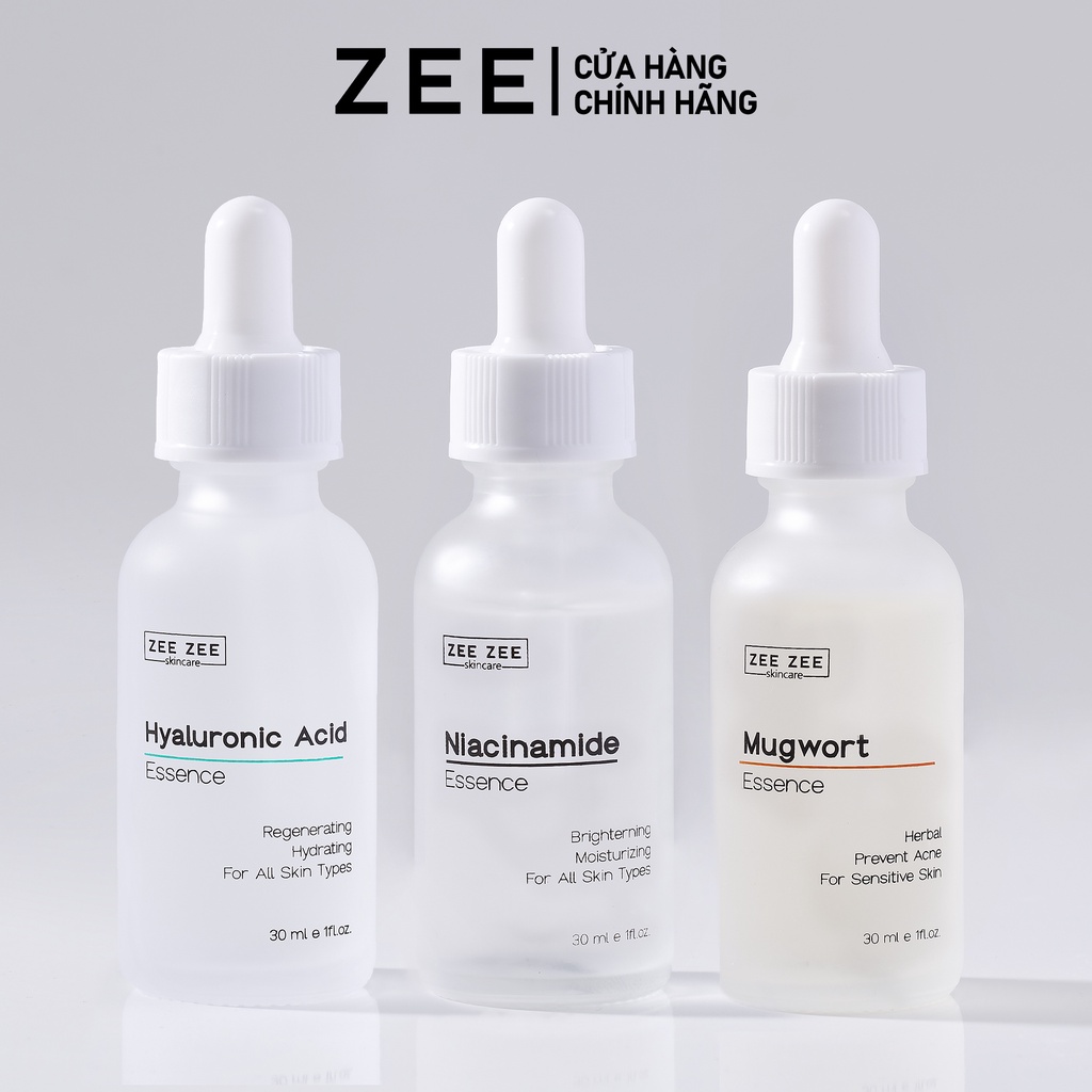 Bộ tinh chất dưỡng sáng ngừa mụn trẻ hóa phục hồi da - Niacinamide, Hyaluronic Acid, Mugwort Essence | ZEE ZEE skincare