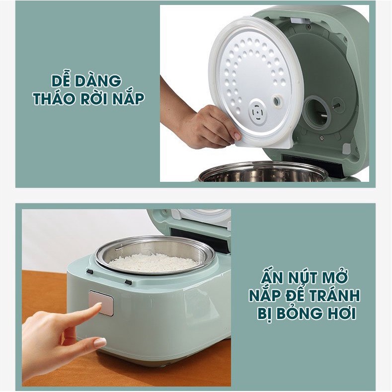 Nồi Cơm Điện Mini Đa Năng - Hàng Nội Địa Cao Cấp (Nấu Cháo, Chưng, Luộc) Phù Hợp Từ 2-3 người