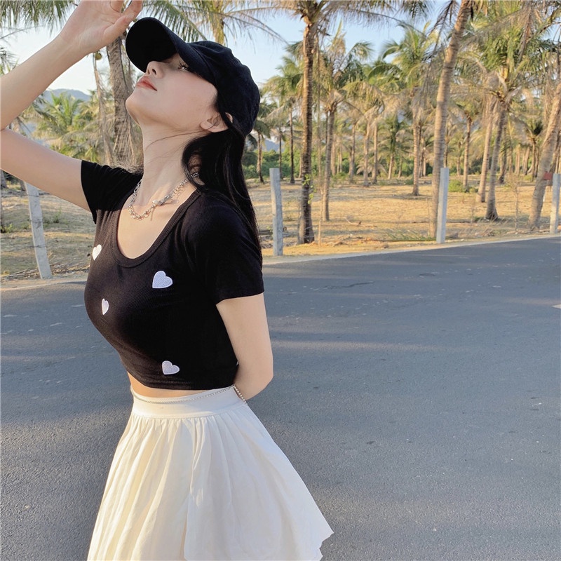 Áo dệt kim ZHELIHANGFEI thêu họa tiết trái tim xinh xắn cho nữ