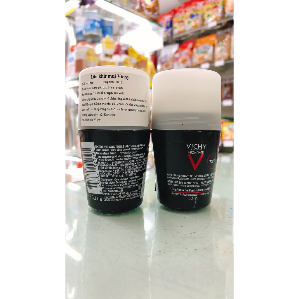 [HÀNG PHÁP] Lăn nách Vichy dành cho Nam - 48h 50ML