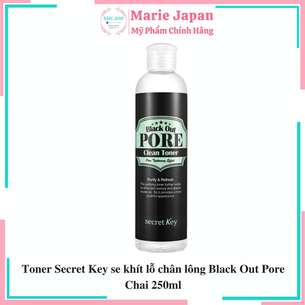 Toner Secret Key se khít lỗ chân lông dành cho da dầu Black Out Pore Clean Toner 250ml