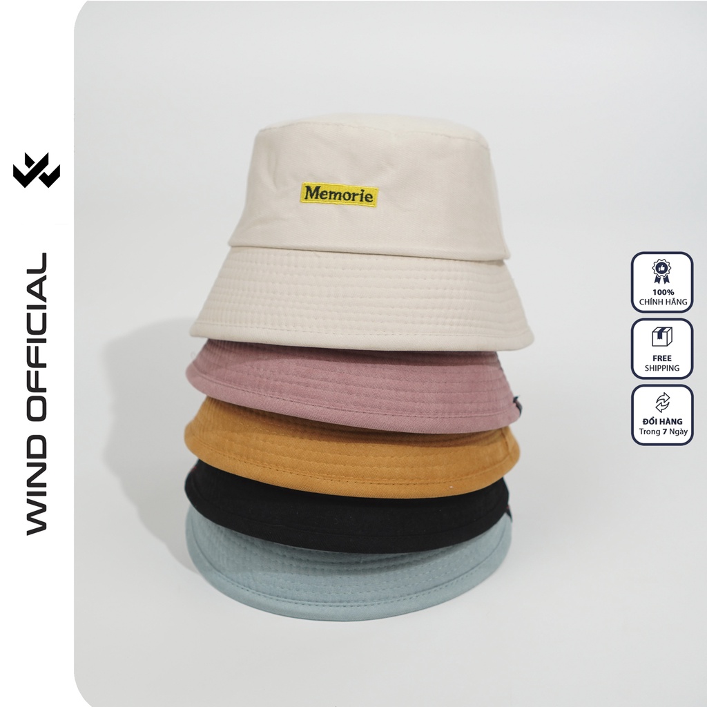 Mũ bucket WIND unisex tai bèo thêu chữ Memorie ulzzang thời trang nam nữ cá tính