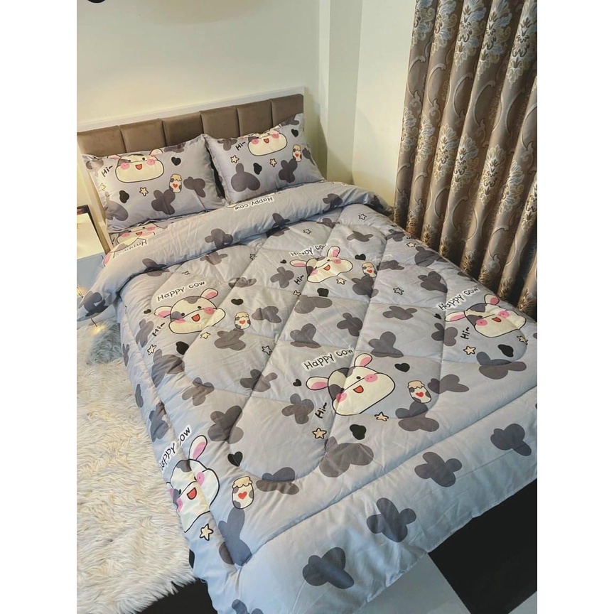Bộ chăn phao có ruột bông dày và ga gối poly cotton 5 món hàng loại 1
