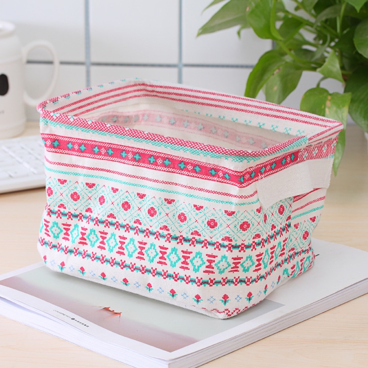 Comely Giỏ Đựng Đồ Bằng Vải cotton Lanh Tươi Mới Có Tay Cầm Để Bàn Kích Thước Nhỏ Cho Tủ Quần Áo