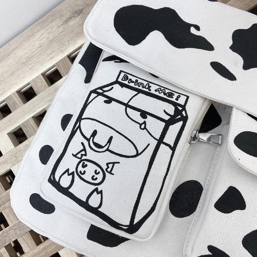 Túi tote túi vải canvas đeo chéo đeo vai nam nữ unisex in hình bò sữa siêu hot đủ loại size to bé giá rẻ Tuidepstore