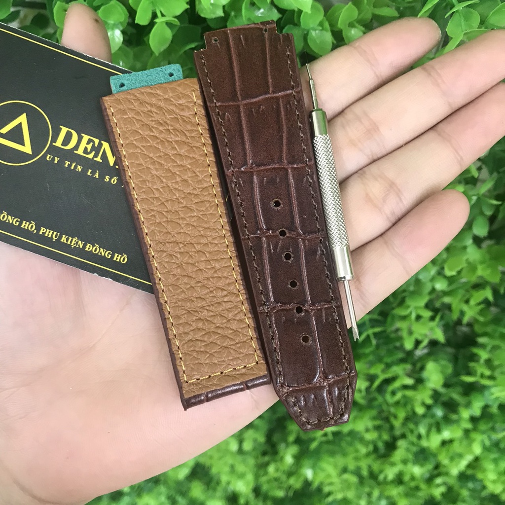 Dây đồng hồ cao cấp thủ công Hublot nam size 42 - da cá sấu 19 x 25 x 22mm