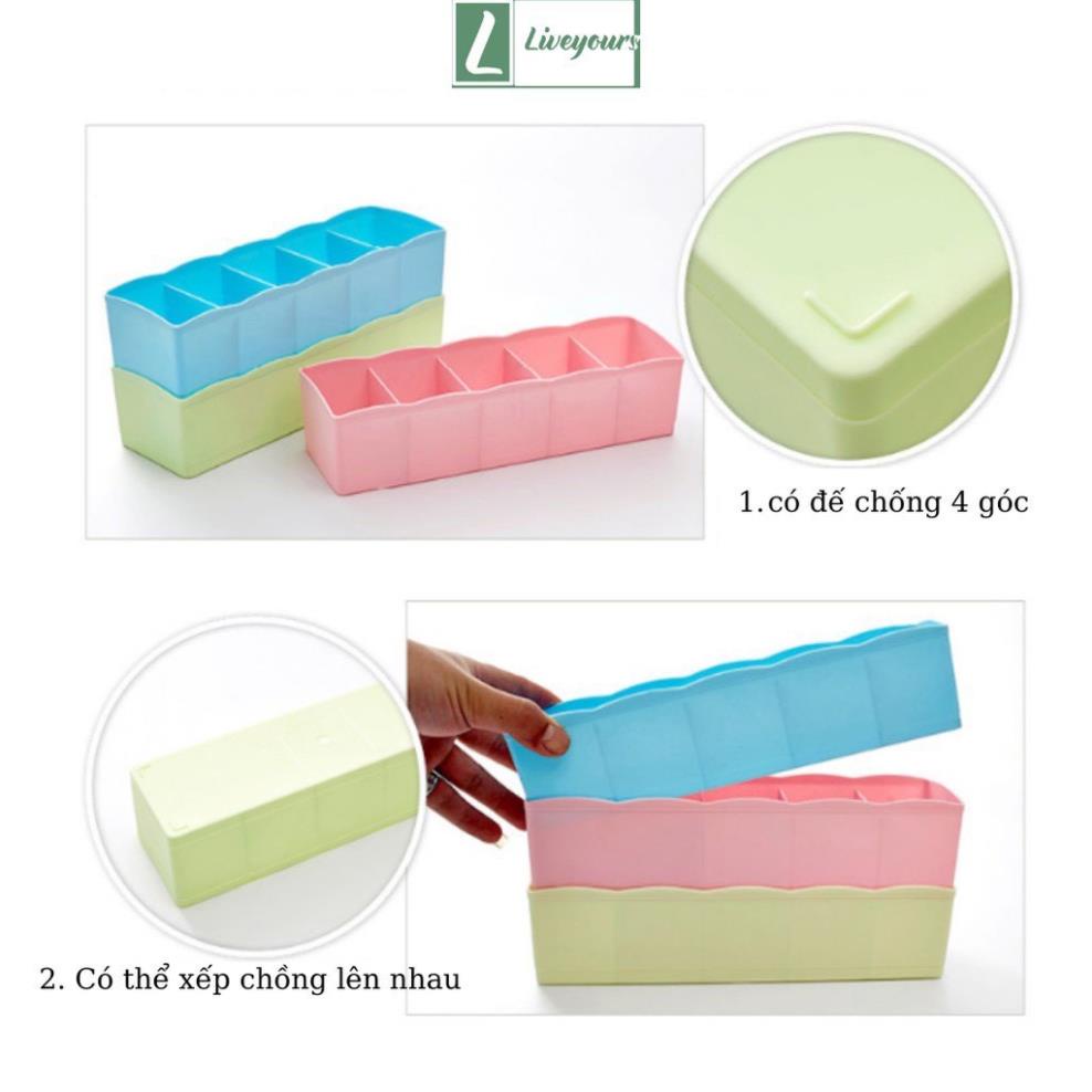 Hộp Đựng Đồ Lót Khay Nhựa 5 Ngăn Đựng Đồ Lót Tất (Vớ) Tiện Dụng MS88102