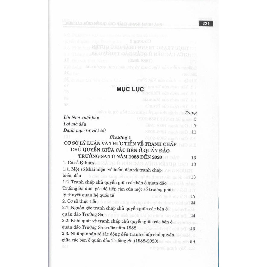 Sách - Quá Trình Tranh Chấp Chủ Quyền Giữa Các Bên Ở Quần Đảo Trường Sa Từ Năm 1988 Đến 2020