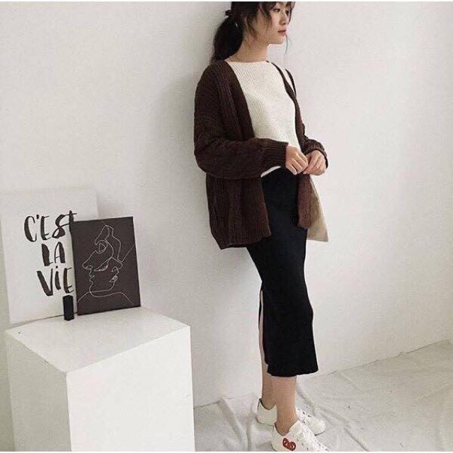 Chân váy len xẻ tà hot trend (gạt xem clip thật ảnh thật) | BigBuy360 - bigbuy360.vn