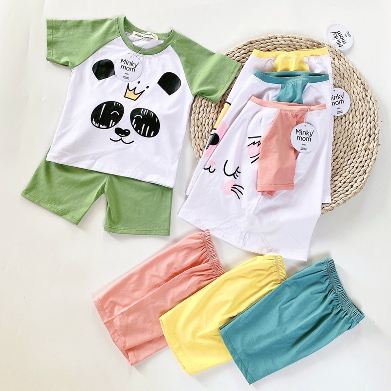 BỘ TAY NGẮN MINKYMOM THUN LẠNH TAY ÁO RAGLAN ICON THÚ