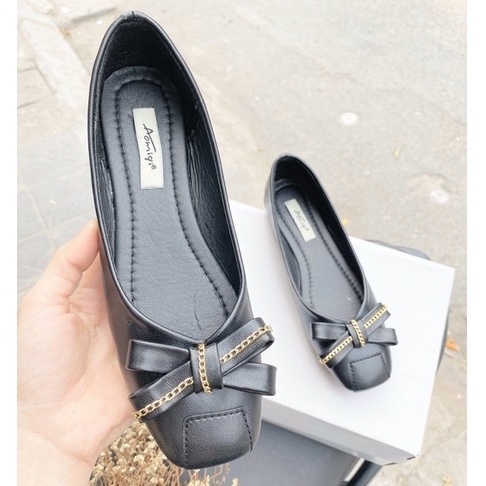 Giày bệt búp bê nữ nơ xích đế mềm