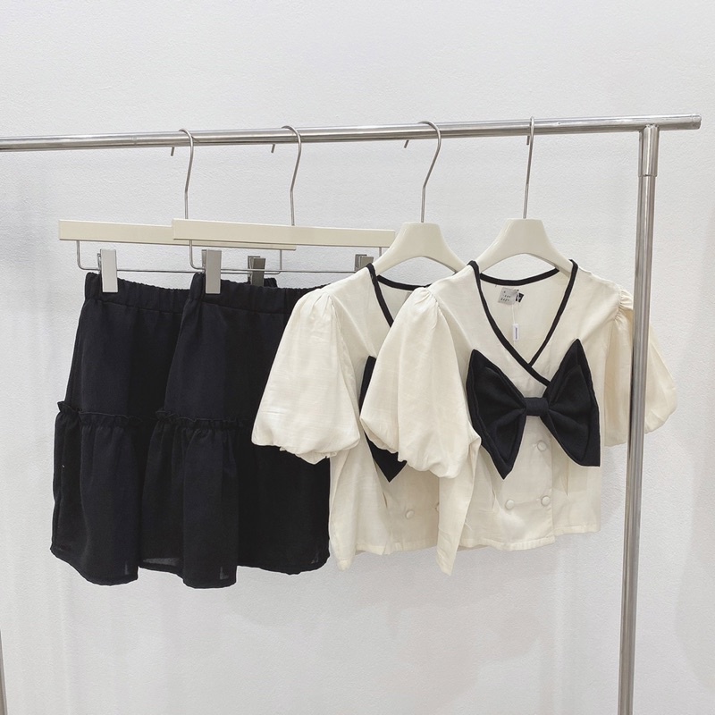 Set tơ baby bộ đũi lạnh nơ cổ cách điệu-Minxy shop